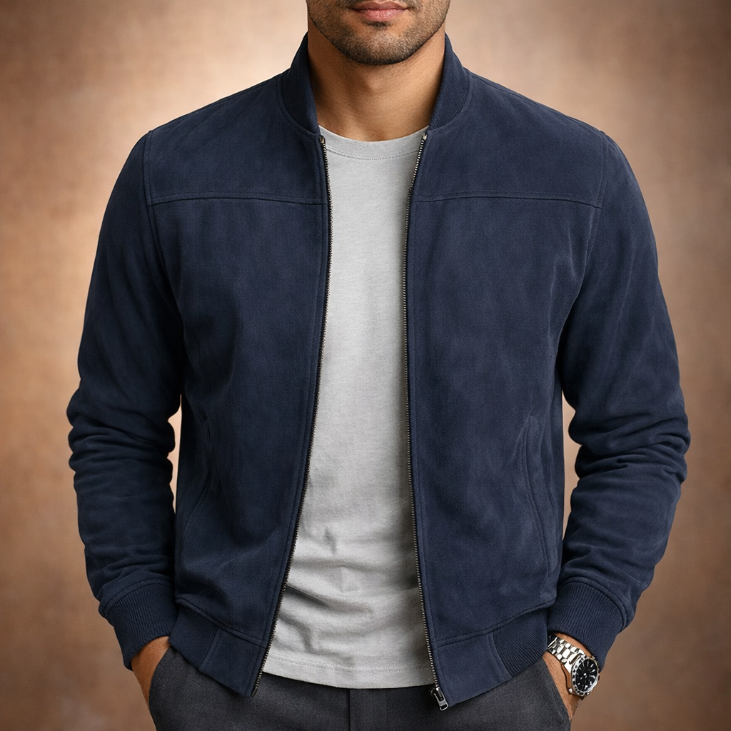 Lucien | Suede Full-Zip Bomber Jacket