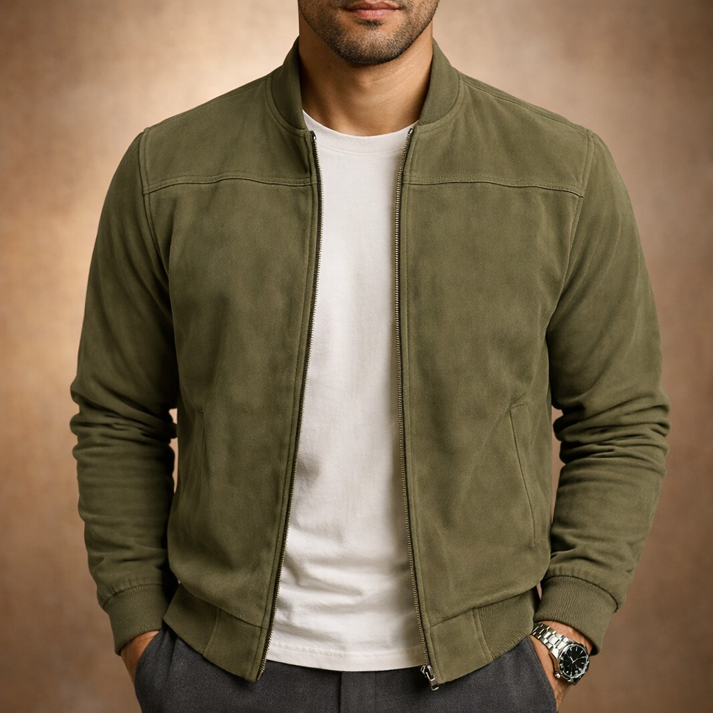 Lucien | Suede Full-Zip Bomber Jacket
