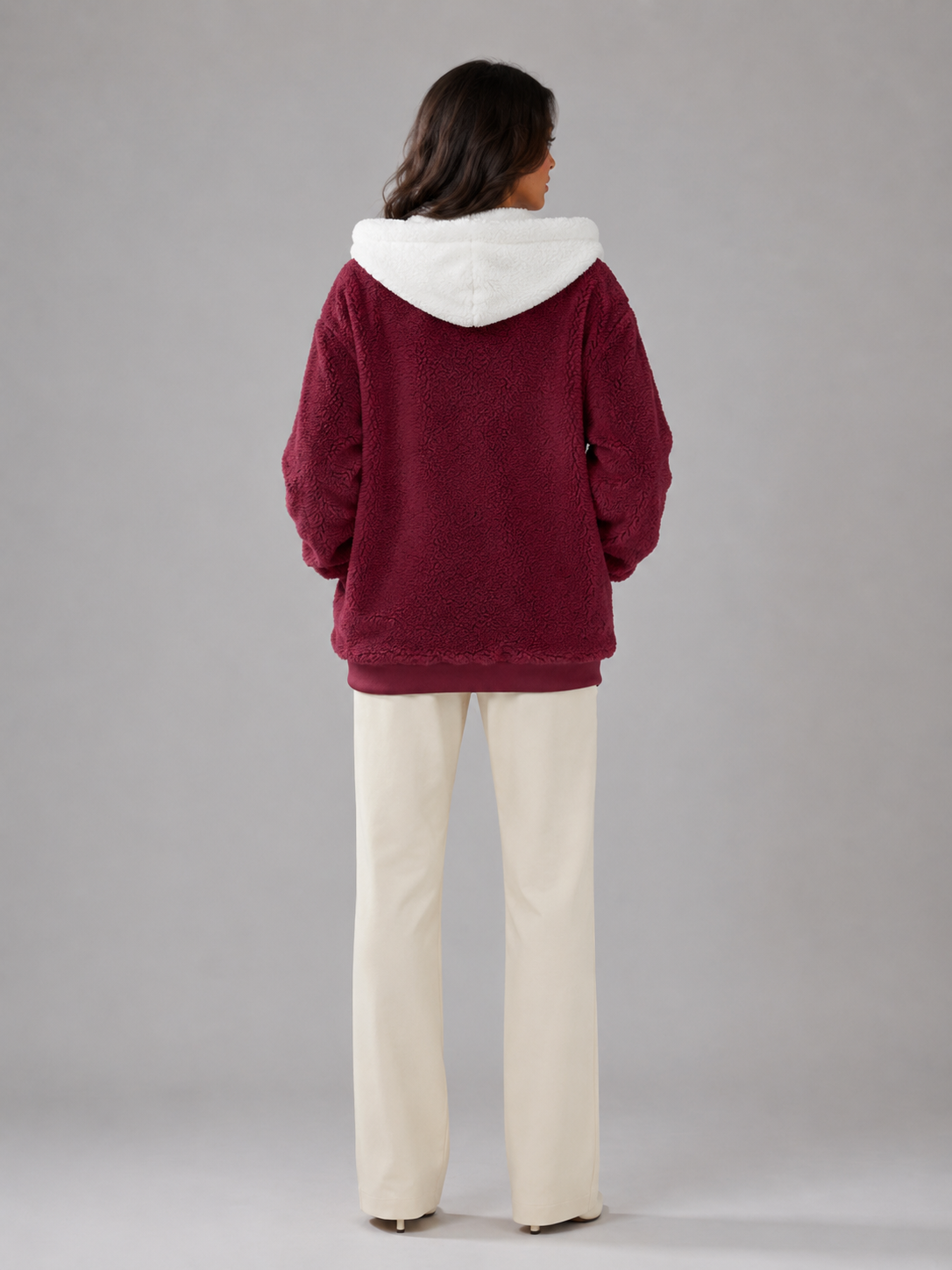 Joelle | Sherpa Fleece Zip-Up Hooded Jacket