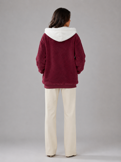 Joelle | Sherpa Fleece Zip-Up Hooded Jacket