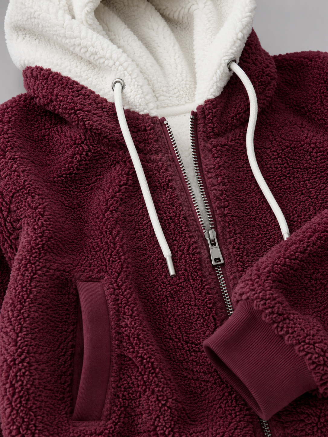 Joelle | Sherpa Fleece Zip-Up Hooded Jacket