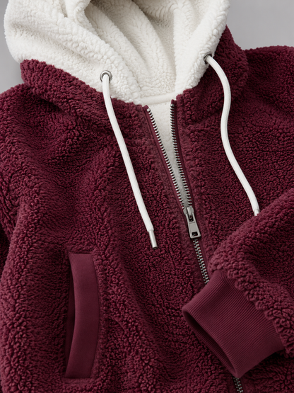 Joelle | Sherpa Fleece Zip-Up Hooded Jacket
