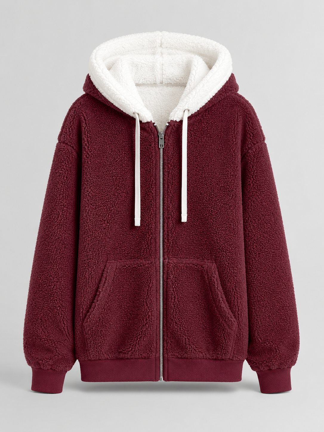 Joelle | Sherpa Fleece Zip-Up Hooded Jacket