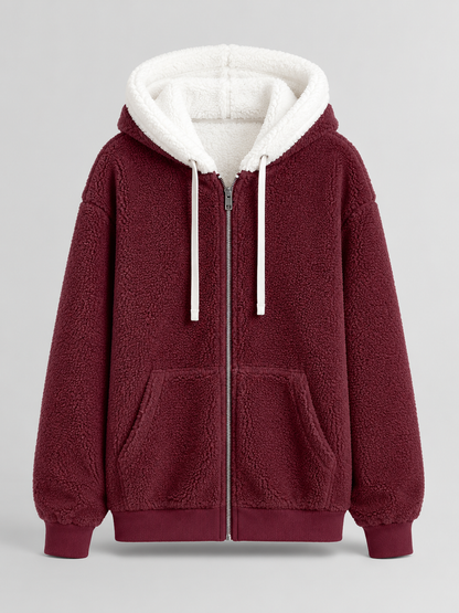 Joelle | Sherpa Fleece Zip-Up Hooded Jacket
