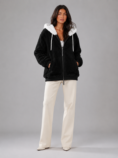 Joelle | Sherpa Fleece Zip-Up Hooded Jacket