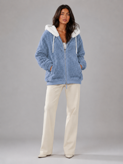 Joelle | Sherpa Fleece Zip-Up Hooded Jacket