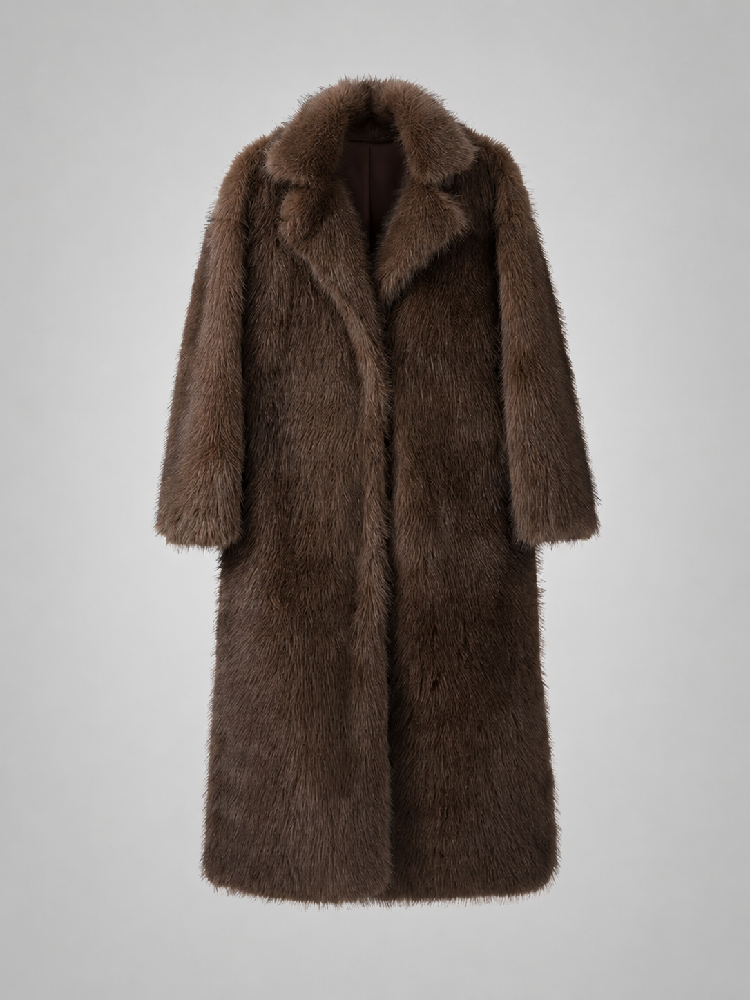 Celestine | Oversized Collar Full-Length Faux Fur Coat