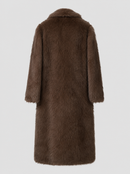 Celestine | Oversized Collar Full-Length Faux Fur Coat