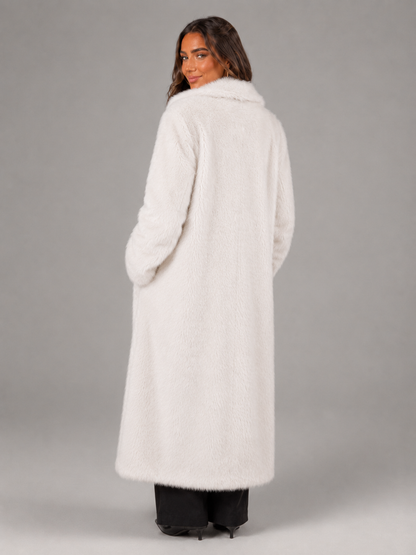Celestine | Oversized Collar Full-Length Faux Fur Coat