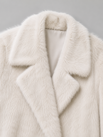 Celestine | Oversized Collar Full-Length Faux Fur Coat