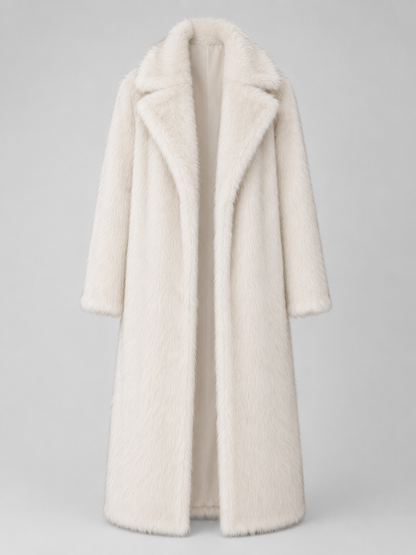Celestine | Oversized Collar Full-Length Faux Fur Coat