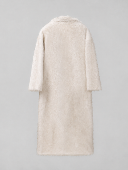 Celestine | Oversized Collar Full-Length Faux Fur Coat
