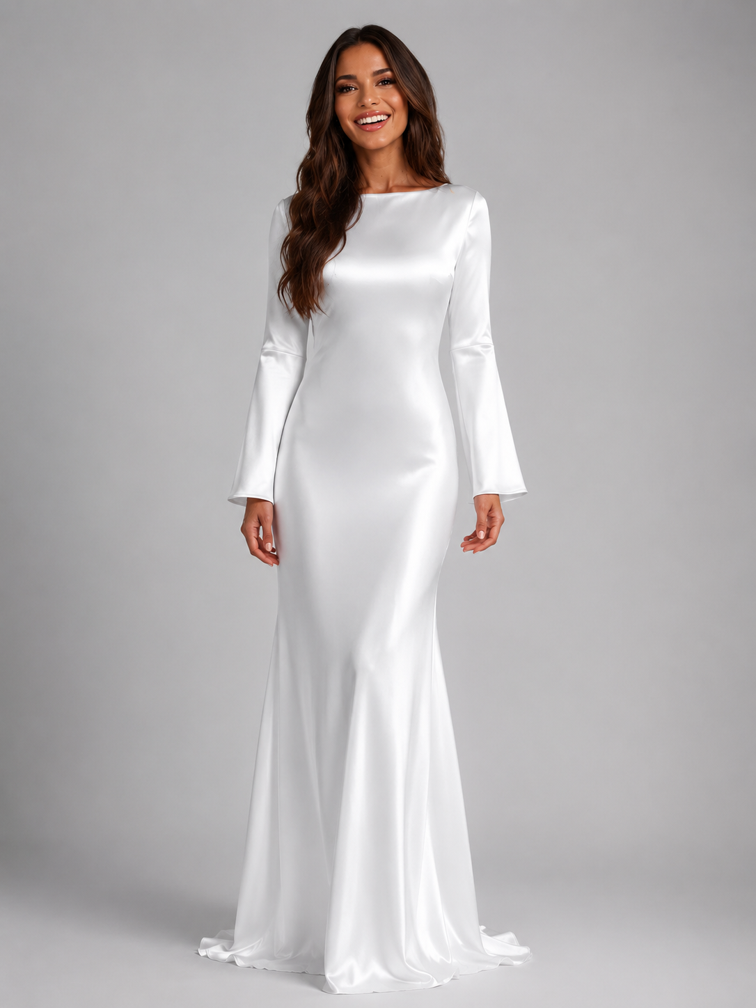 Coraline | Satin Long Sleeve Maxi Dress