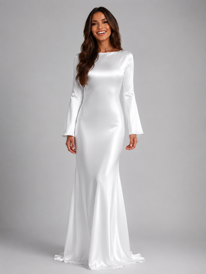 Coraline | Satin Long Sleeve Maxi Dress