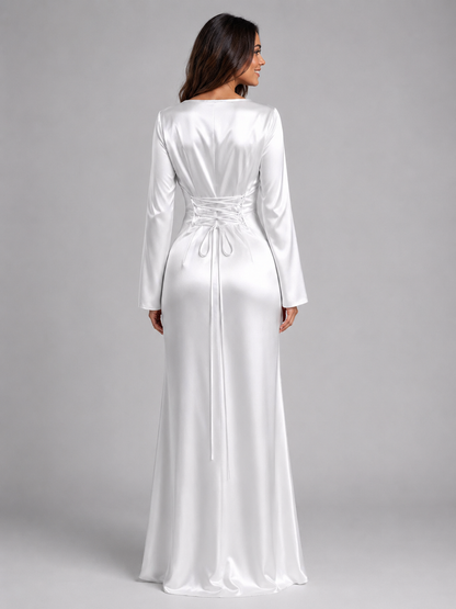 Coraline | Satin Long Sleeve Maxi Dress