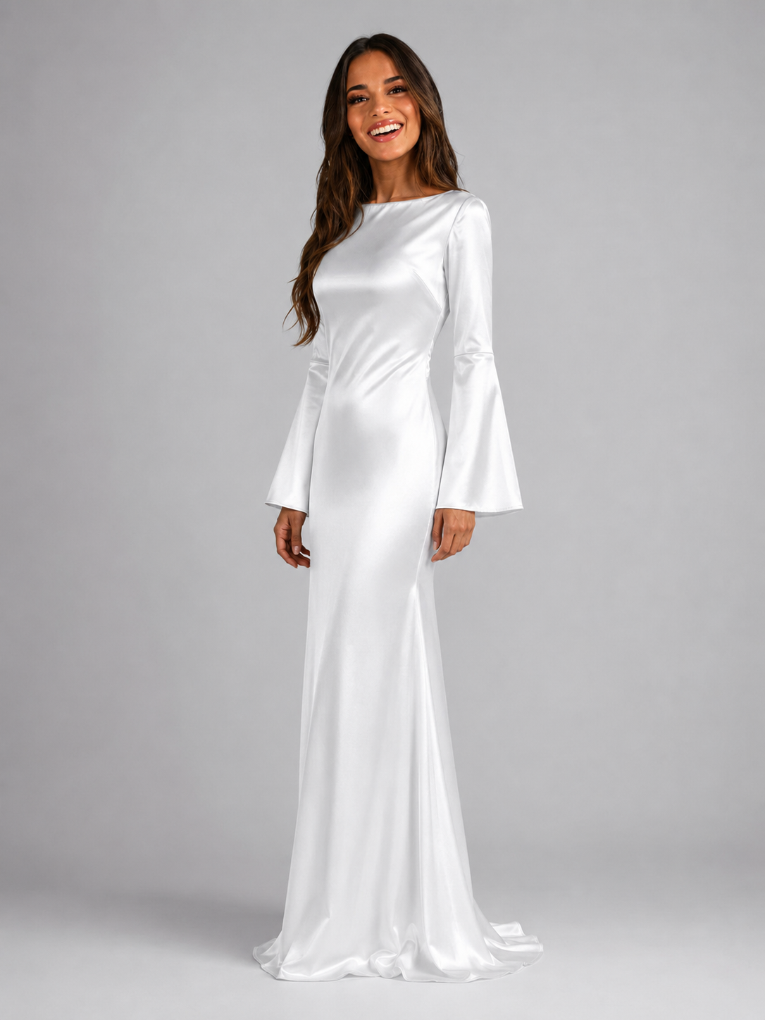 Coraline | Satin Long Sleeve Maxi Dress
