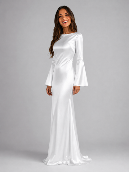 Coraline | Satin Long Sleeve Maxi Dress