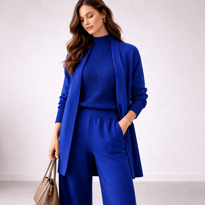 Isarelle | Elegant Three Piece Knit Lounge Set with Cardigan