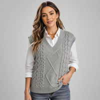 Antoinette | V-Neck Ribbed Sleeveless Knit Waistcoat