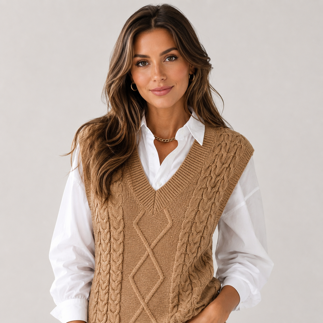 Antoinette | V-Neck Ribbed Sleeveless Knit Waistcoat