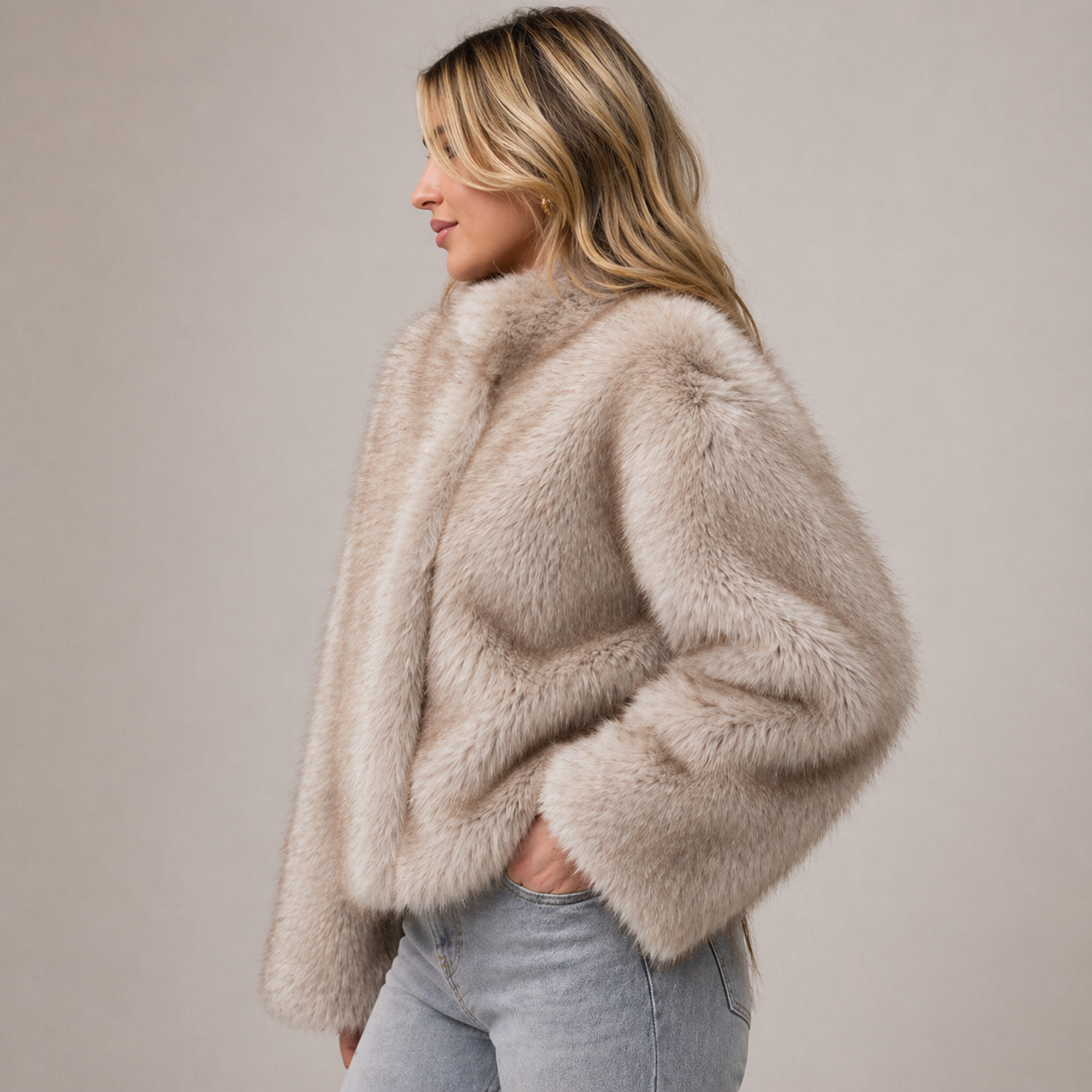 Furielle | Faux Fur Coat Round Neck Soft Fit
