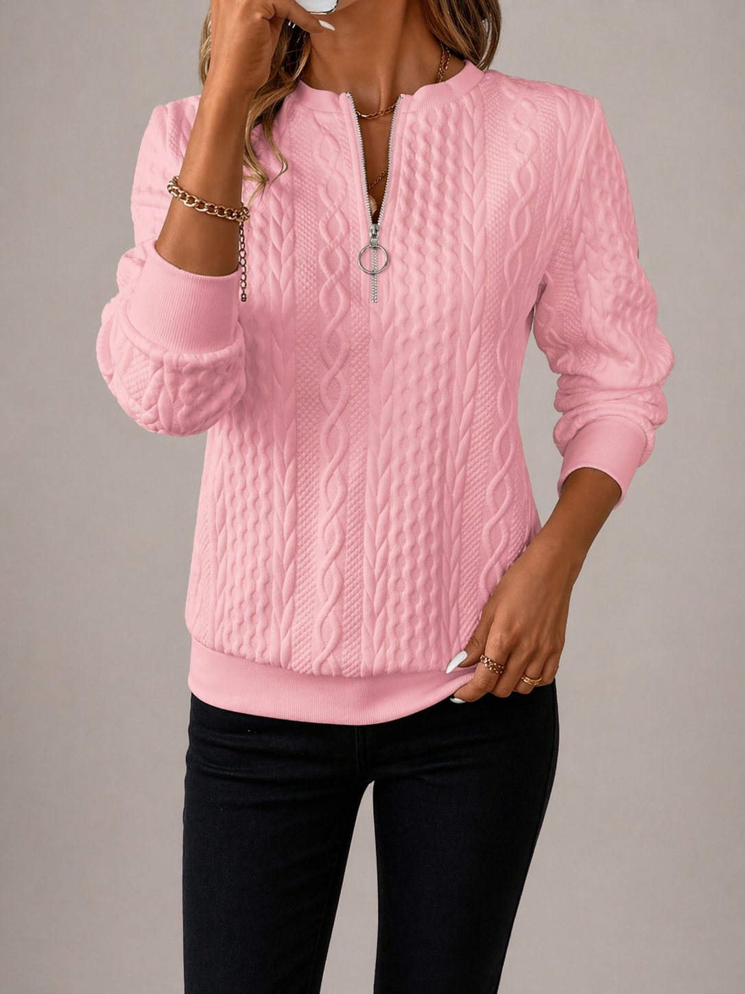 Umara | Relaxed Fit Quarter Zip Sweatshirt