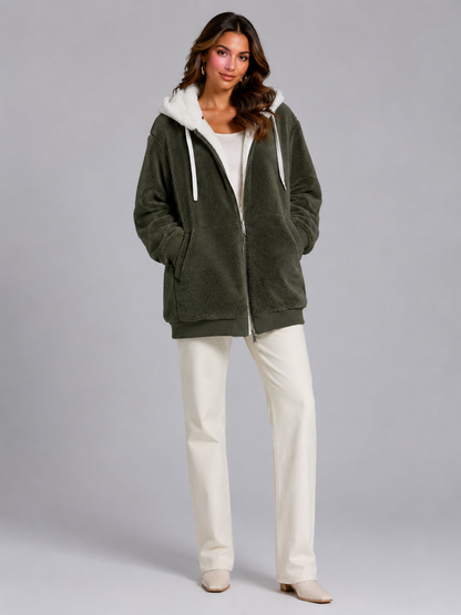 Joelle | Sherpa Fleece Zip-Up Hooded Jacket