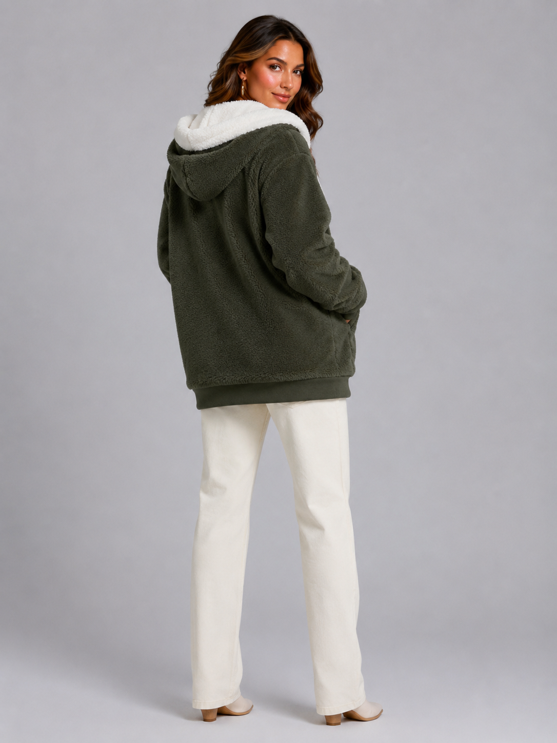 Joelle | Sherpa Fleece Zip-Up Hooded Jacket