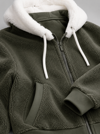 Joelle | Sherpa Fleece Zip-Up Hooded Jacket