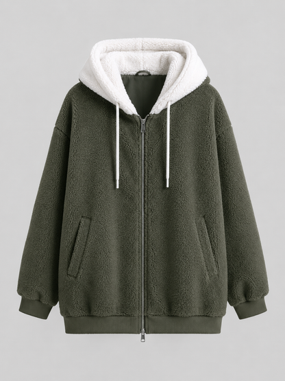 Joelle | Sherpa Fleece Zip-Up Hooded Jacket