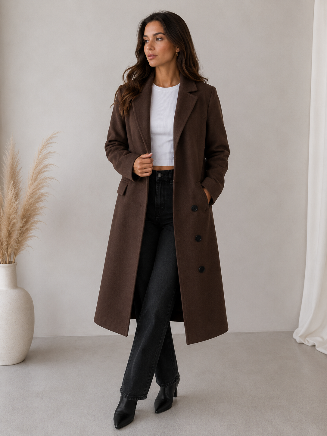 Sylvaine | Tailored Lapel Long Coat