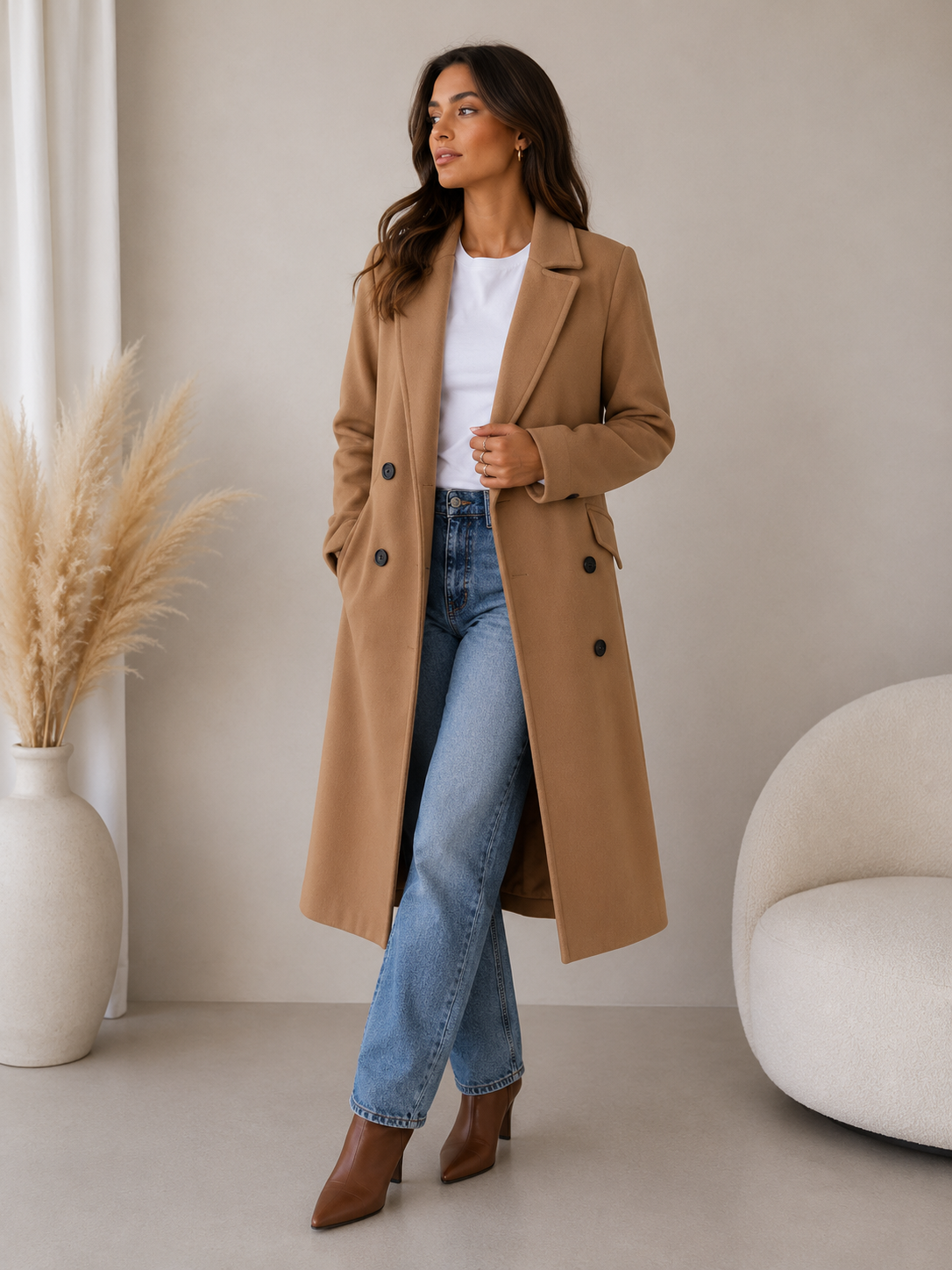 Sylvaine | Tailored Lapel Long Coat