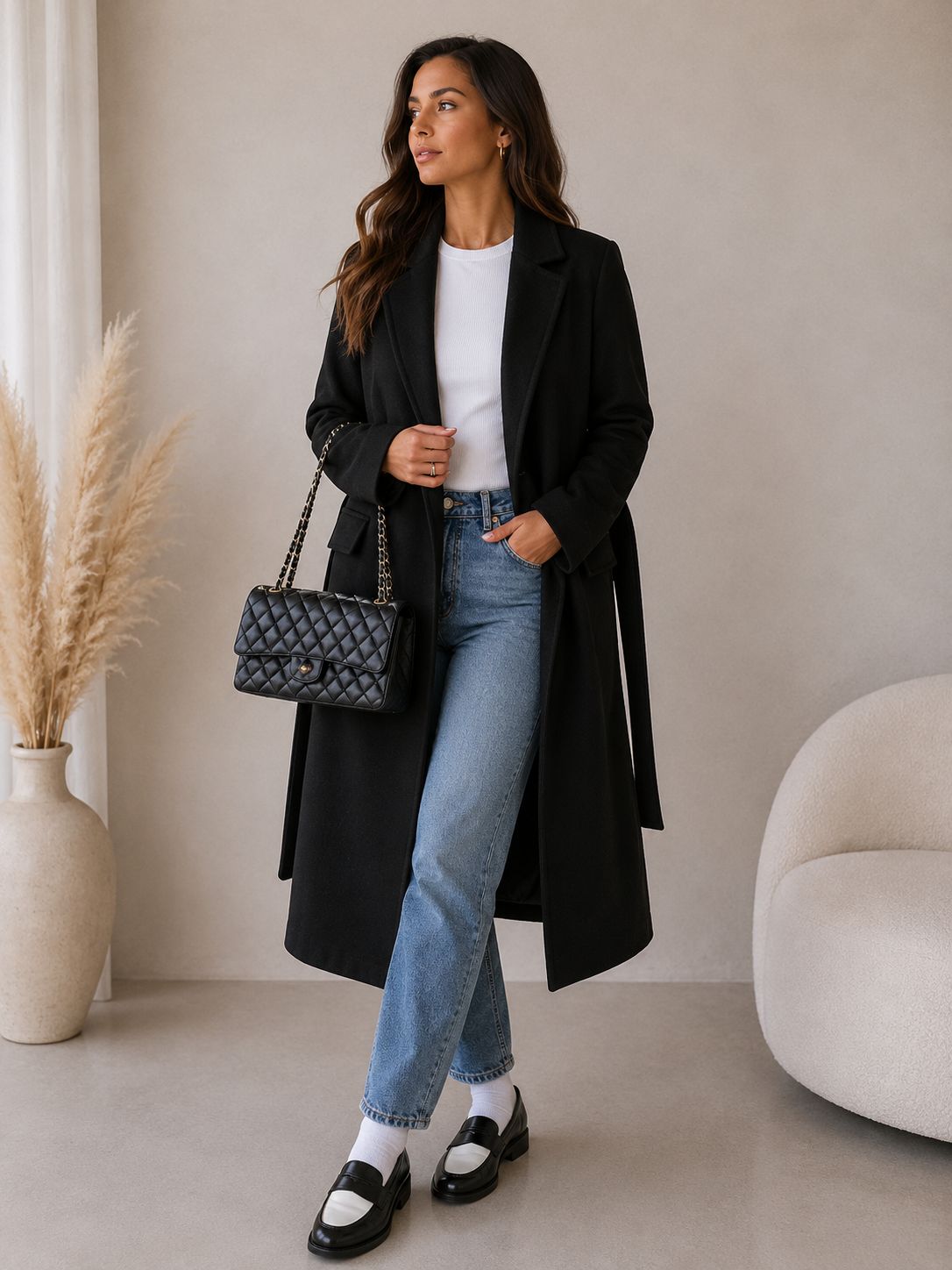 Sylvaine | Tailored Lapel Long Coat