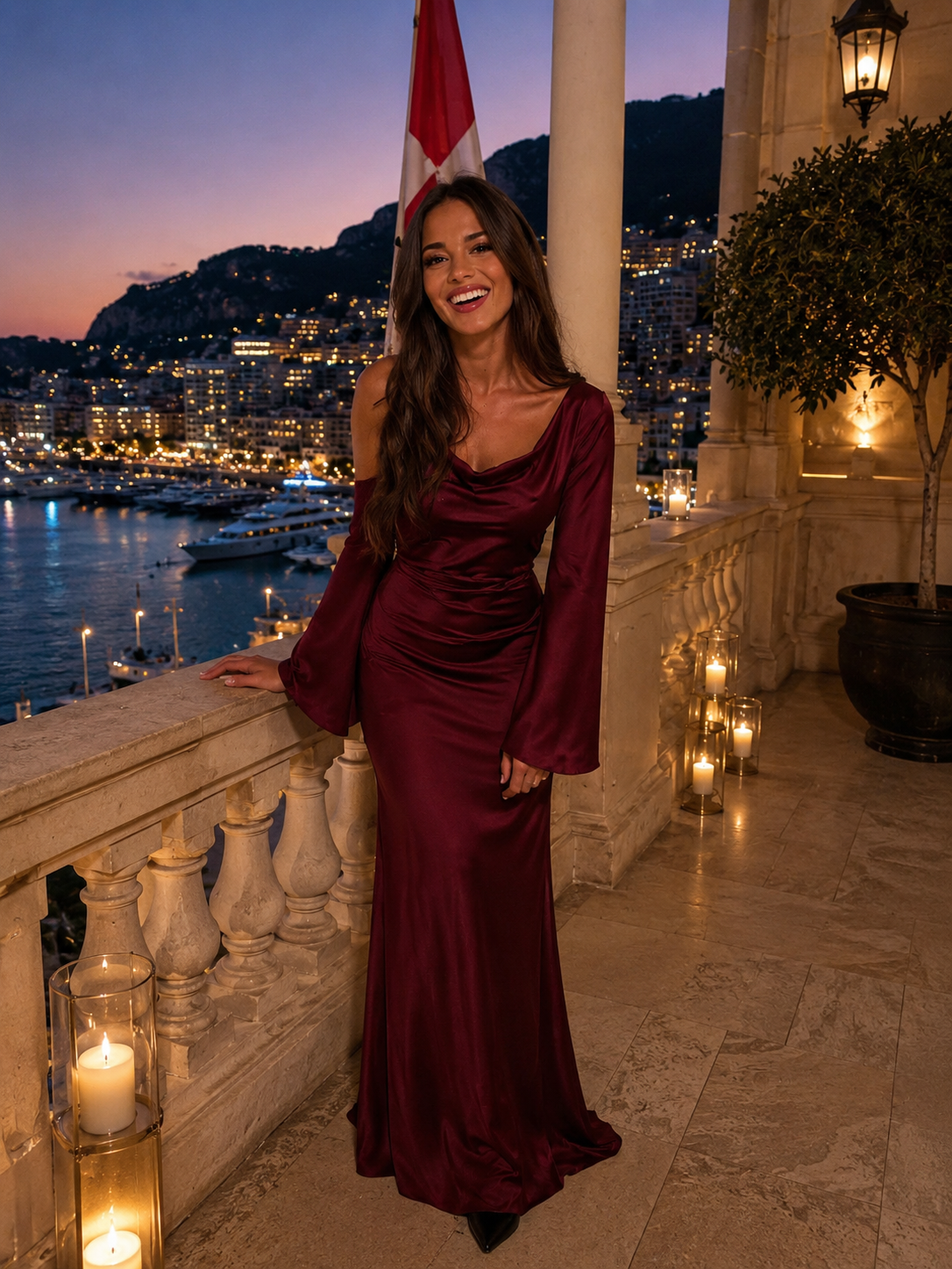 Coraline | Satin Long Sleeve Maxi Dress