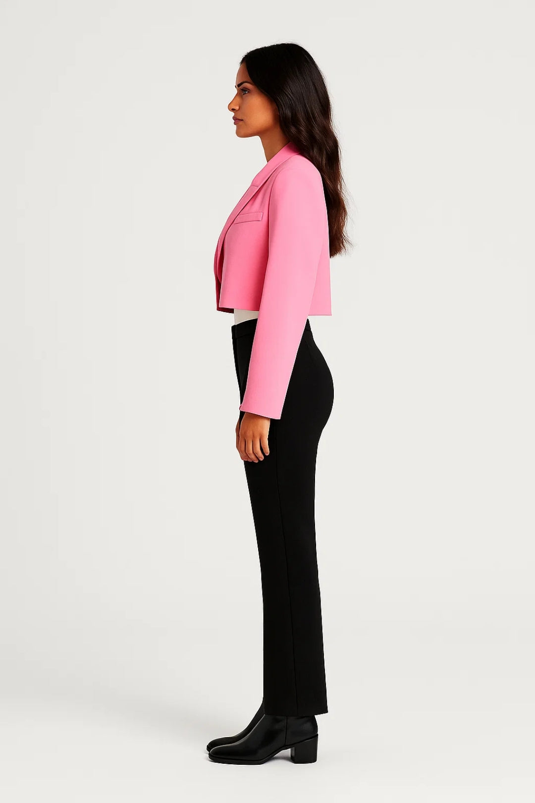 Laurene | Cropped Open-Front Notch Lapel Blazer