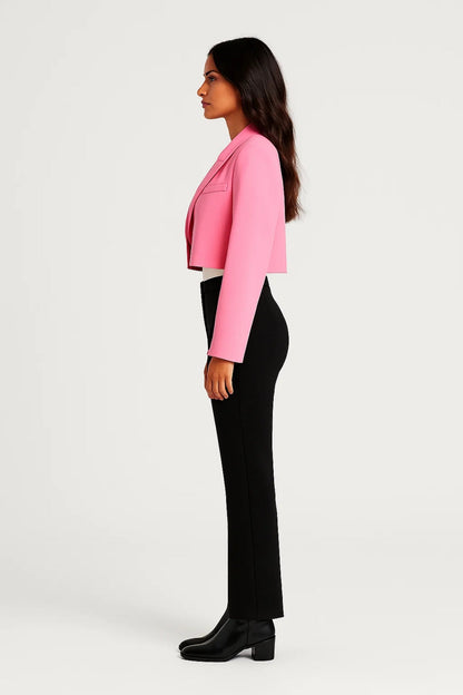 Laurene | Cropped Open-Front Notch Lapel Blazer