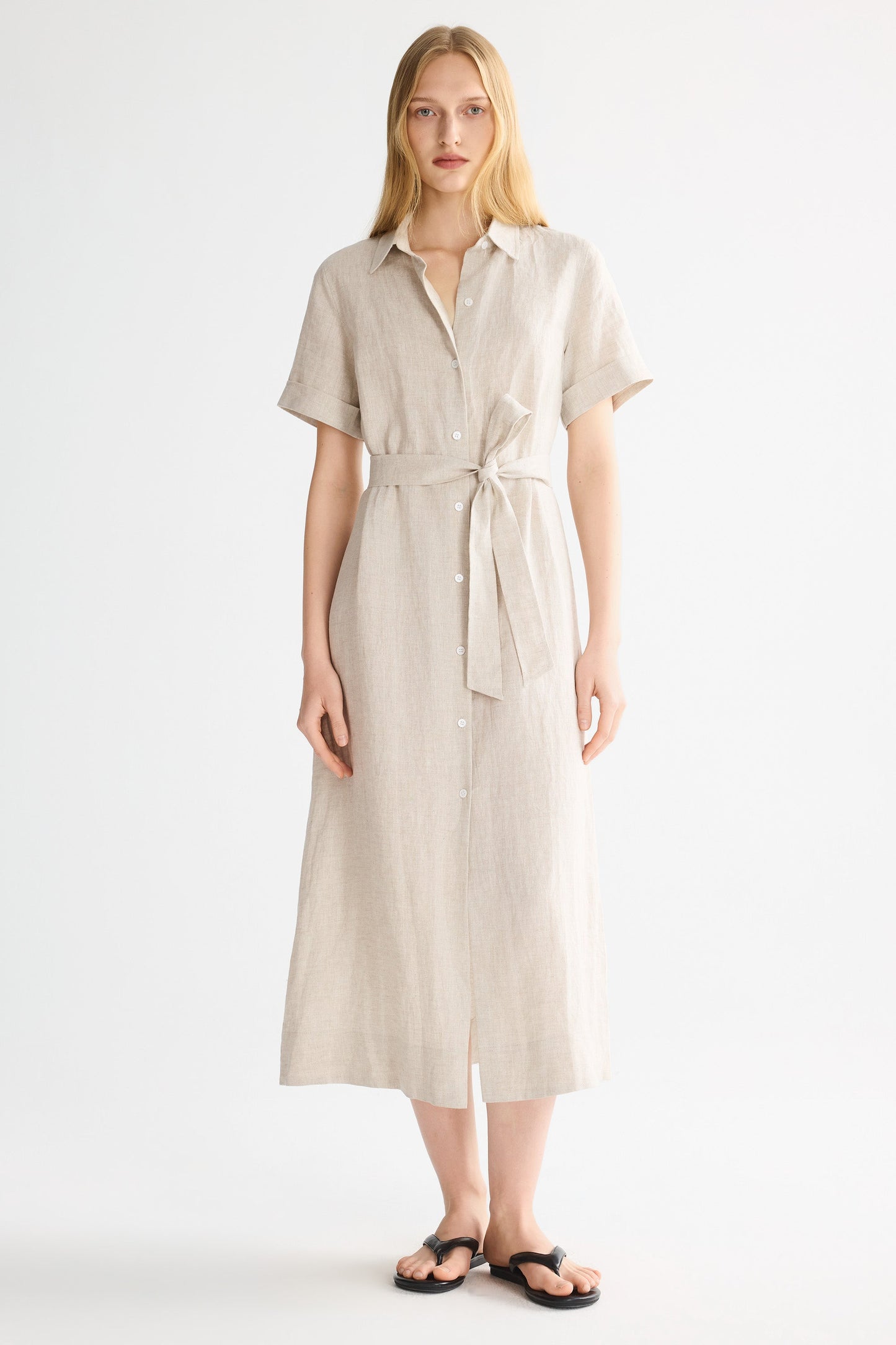Brigitte | Classic Linen Maxi Dress