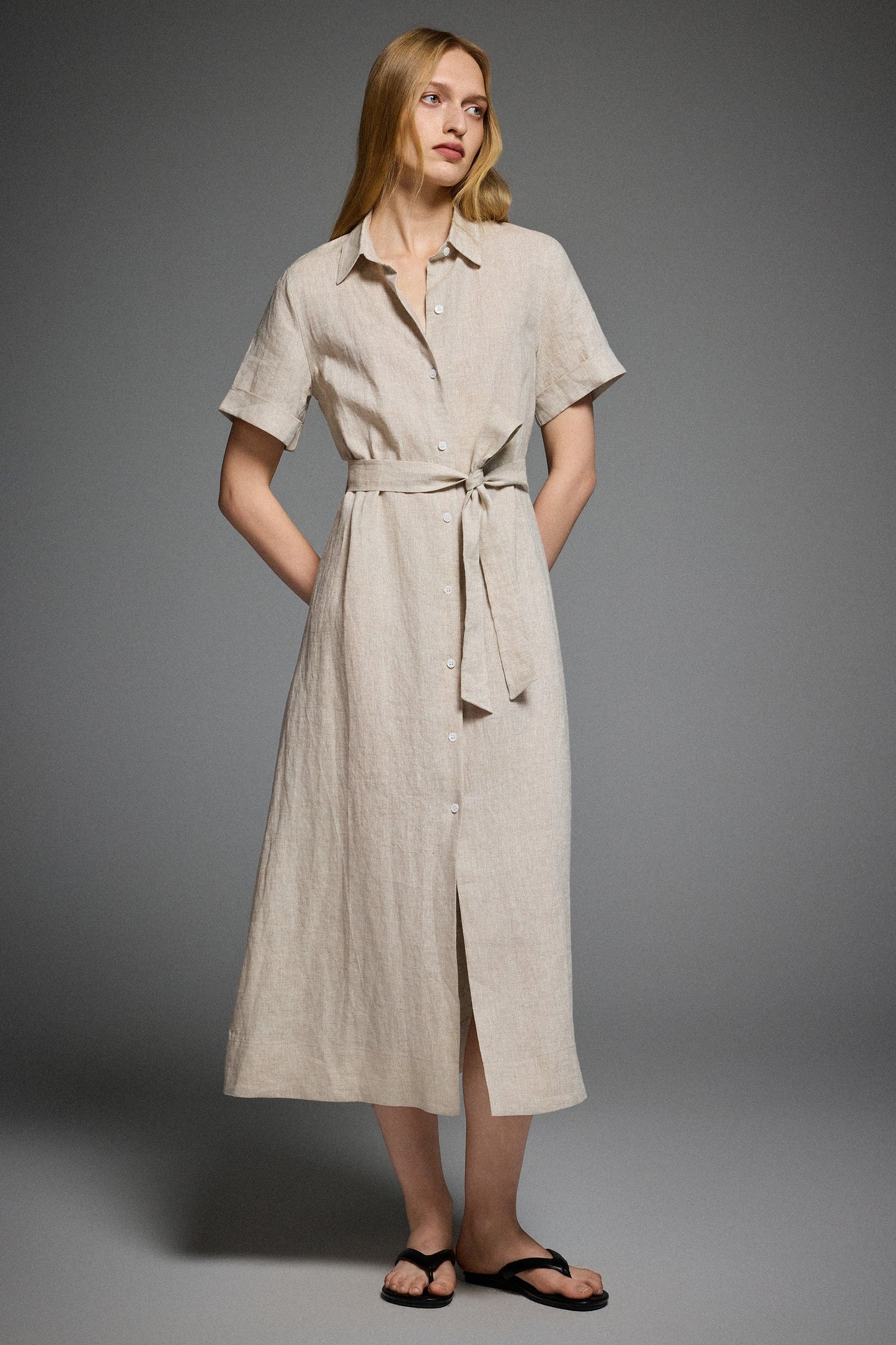 Brigitte | Classic Linen Maxi Dress