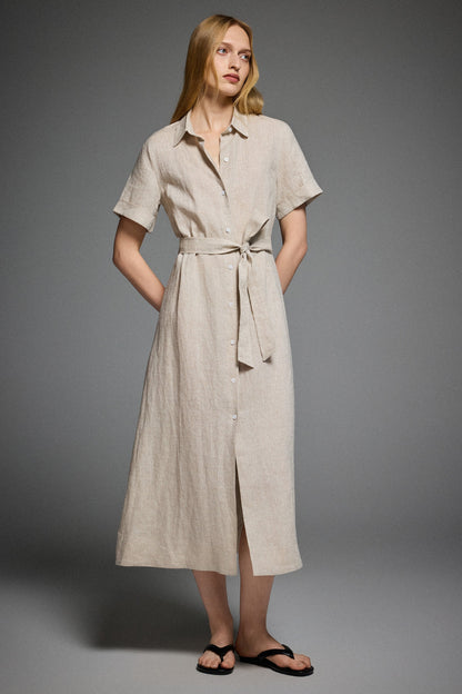Brigitte | Classic Linen Maxi Dress