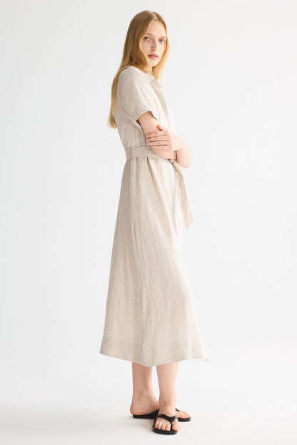 Brigitte | Classic Linen Maxi Dress