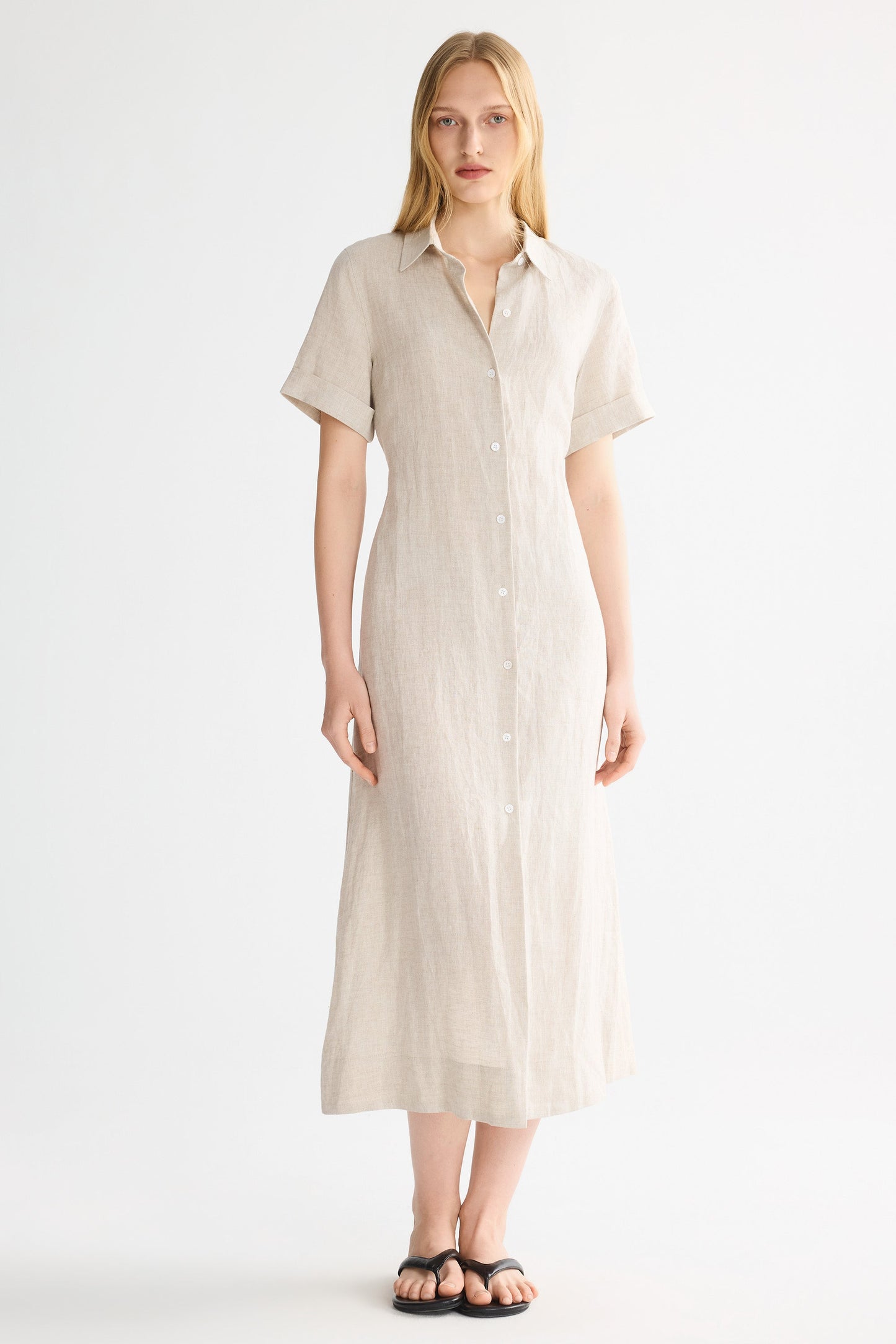 Brigitte | Classic Linen Maxi Dress