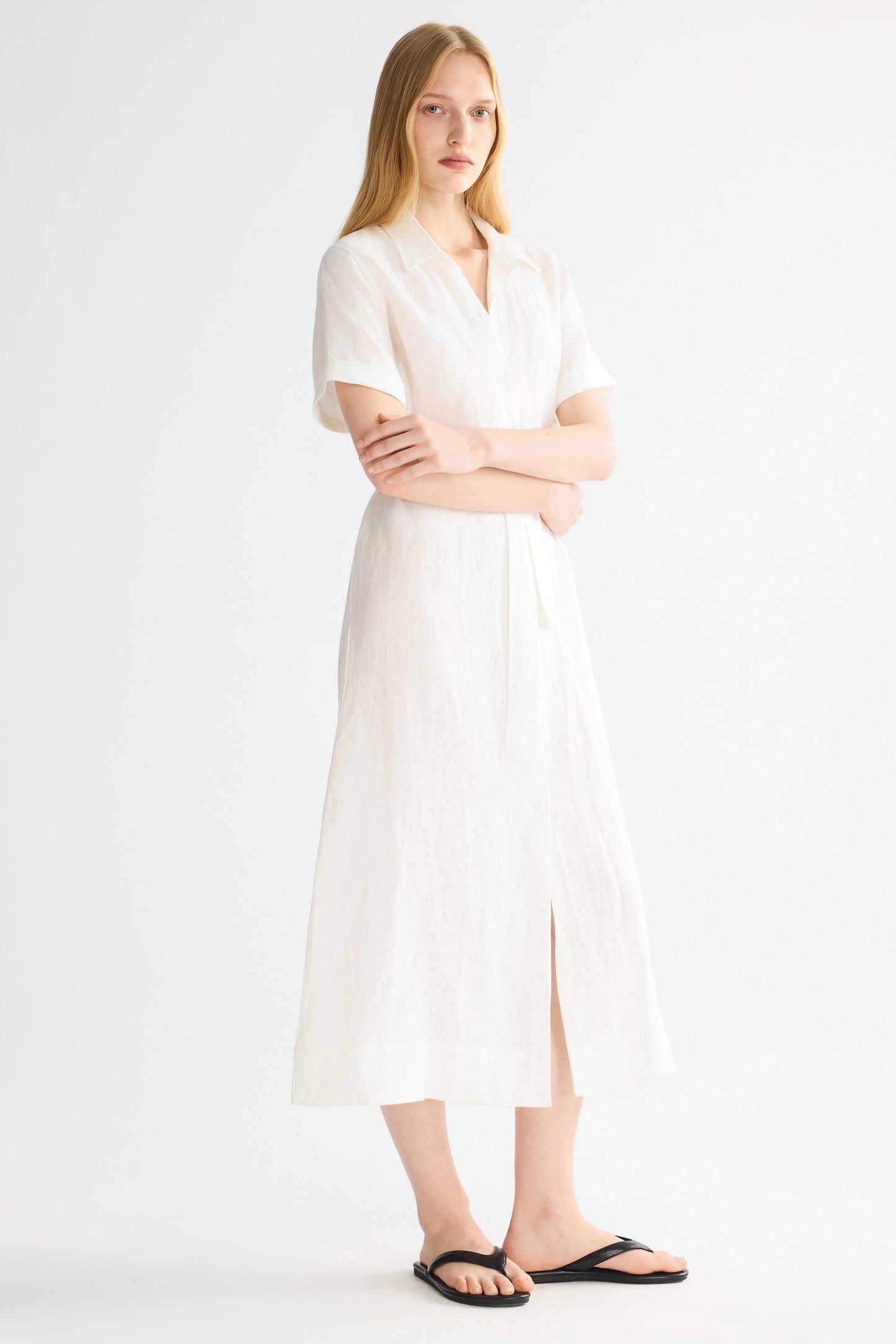 Brigitte | Classic Linen Maxi Dress