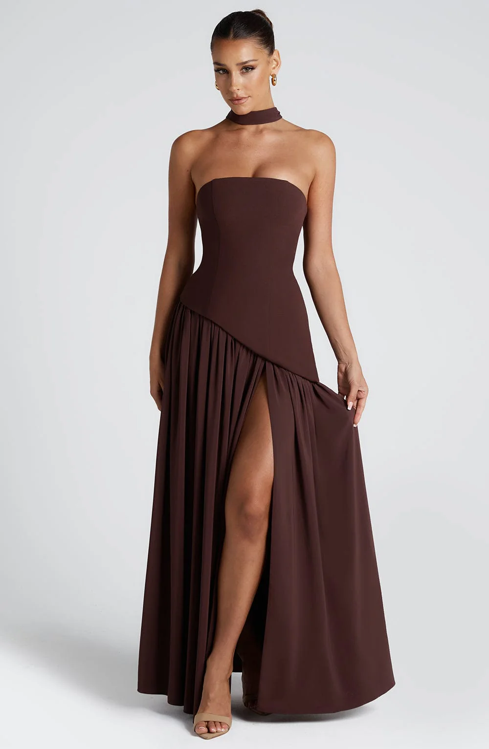 Mireille | Strapless Ruched Maxi Gown