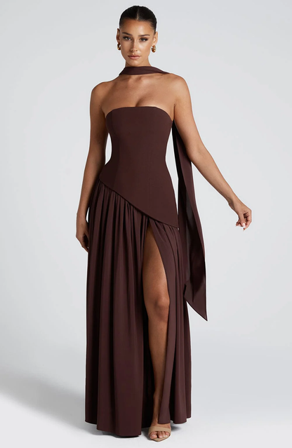 Mireille | Strapless Ruched Maxi Gown