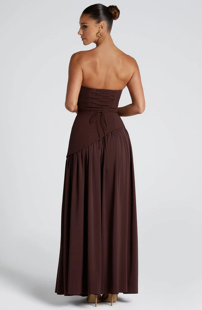 Mireille | Strapless Ruched Maxi Gown