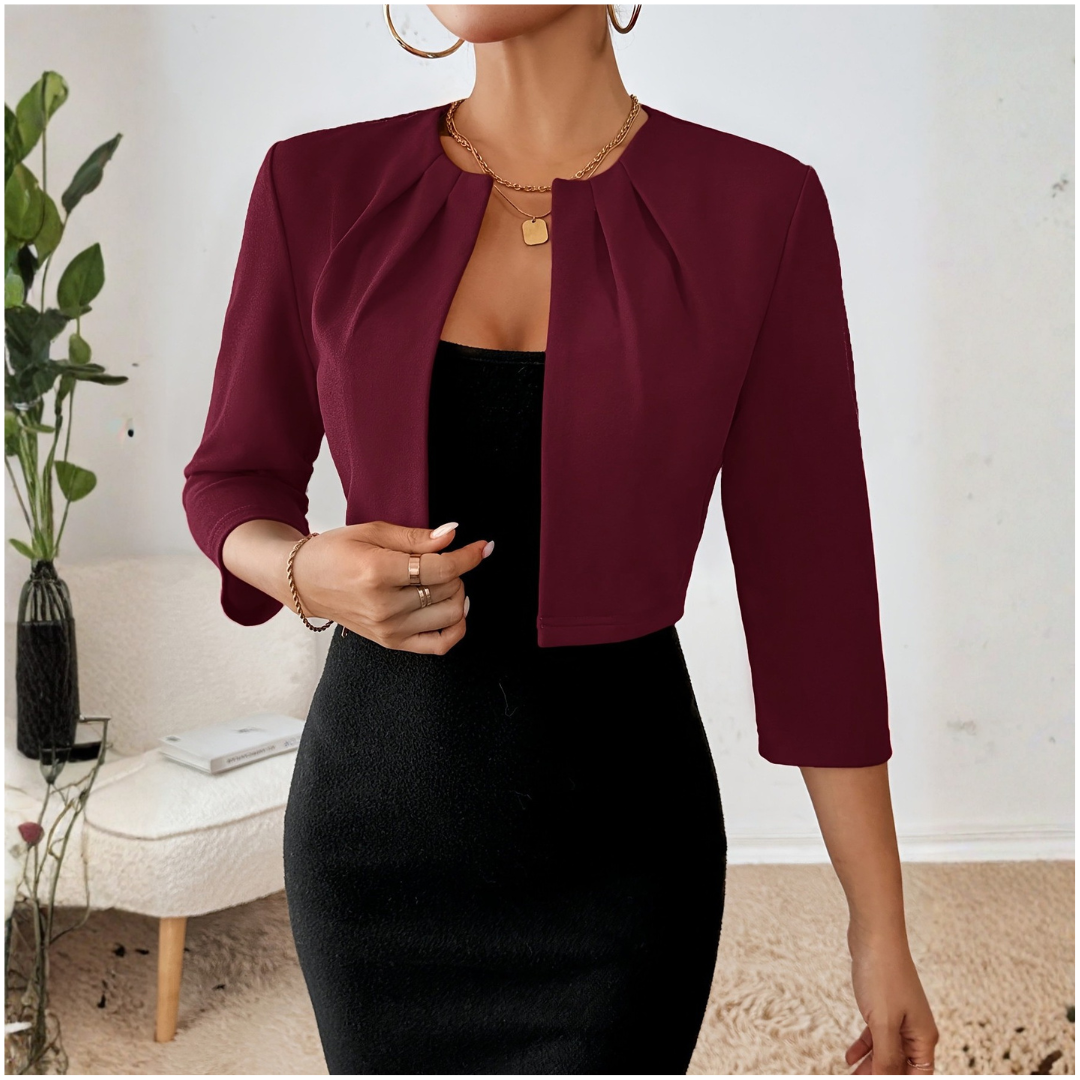 Pauline | Open Front Cropped Sleeve Tailored Blazer