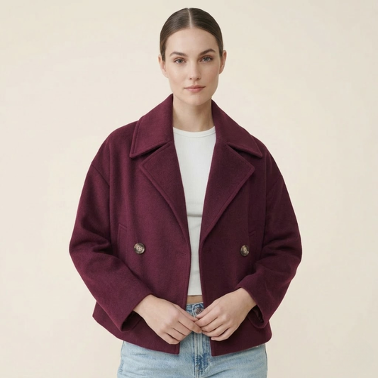 Brigitte | Double-Breasted Short Wool Coat