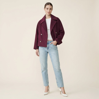 Brigitte | Double-Breasted Short Wool Coat