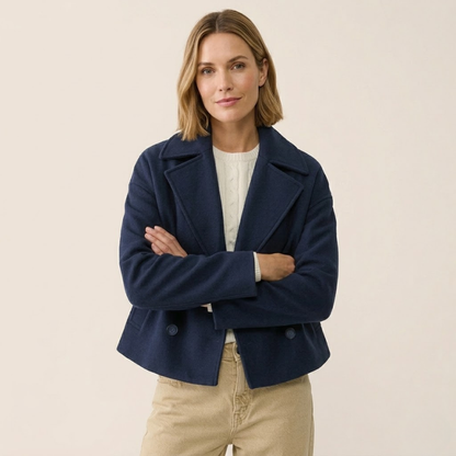 Brigitte | Double-Breasted Short Wool Coat