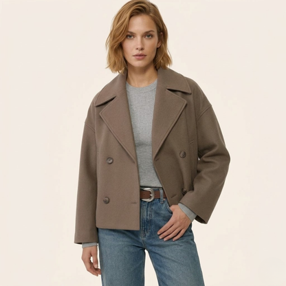 Brigitte | Double-Breasted Short Wool Coat